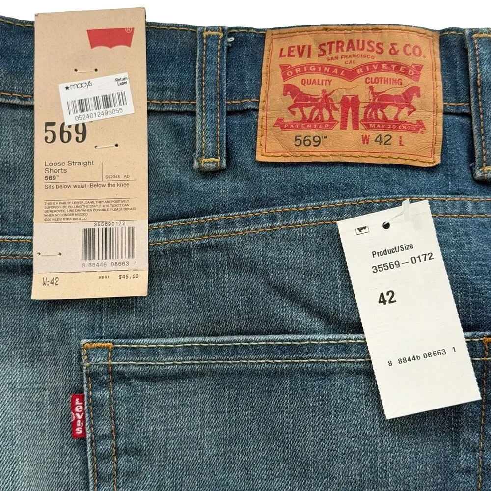 Levi's 569 Loose Straight Baggy Denim Sz 42 Skate Jorts Jeans Shorts New NWT